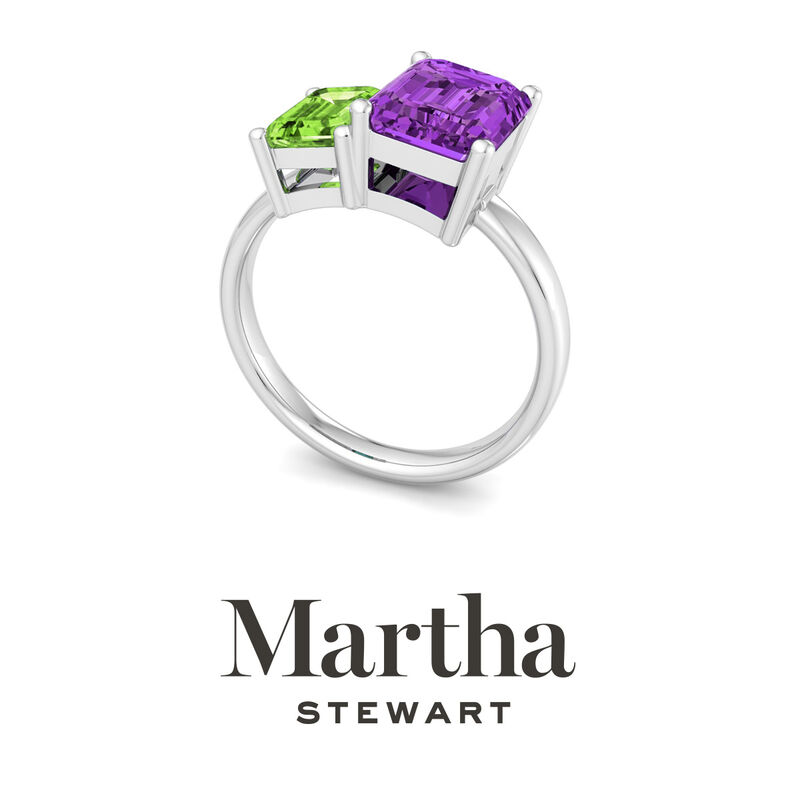 Martha Stewart 3 1/4ctw. Peridot & Amethyst Two Stone Ring In Sterling Silver image number null